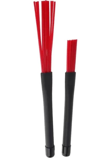 Kırmızı Stil Et Naylon Jazz Davul Fırçalar 23CM Davul Lastik Saplı Vurmalı Bateriler Müzik Aksesuarları (Yurt Dışından)