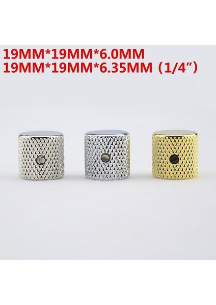 Chrome 6.35 1 Piece Style 【kore'de Üretilmiştir】 Elektro Gitar Bamm * 19MM * 6. Için 1 Adet Düz Üst Metal Düğme. Inç (Yurt Dışından)