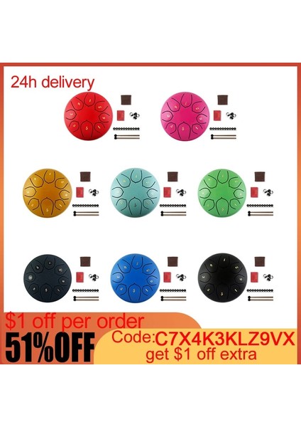 Yeşil 11 Ayar Stili Tune Dil Davul 6 Inç Çelik Dil Davul Kitleri Baget Parmak Karyolası Davul Çanta Bavul Standı Aletleri Aksesuarları ile (Yurt Dışından) fırsatları