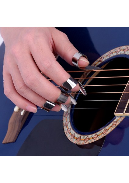 Paslanmaz Çelik 1 Başparmak ve 3 Parmak Tırnak Gitar Pena Seti Metal Akustik Elektro Bas Gitar Aksesuarları Gyh (Yurt Dışından)