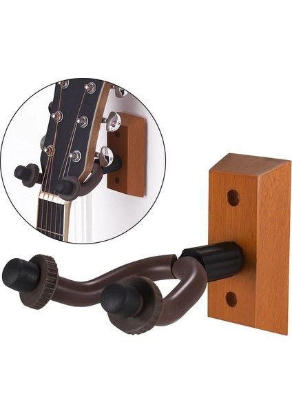 No.6 Tarzı Duvara Montaj Ukulele Gitar Askı Kancası Ukelele Uke Yaylı Enstrüman Tutucu Kaleci Otomatik Kavrama Sistemi Kauçuk Yastık Ahşap Taban (Yurt Dışından)