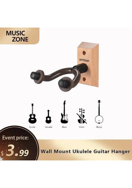 No.6 Tarzı Duvara Montaj Ukulele Gitar Askı Kancası Ukelele Uke Yaylı Enstrüman Tutucu Kaleci Otomatik Kavrama Sistemi Kauçuk Yastık Ahşap Taban (Yurt Dışından) fiyatları