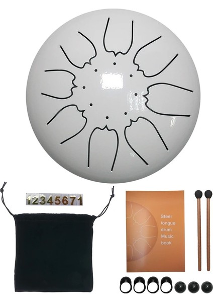 Beyaz 8 Ayar Stili Une Dil Davul Perküsyon Enstrüman Çelik Dil Yeni Başlayanlar Için Davul Akordu El Davul Çubukları Taşıma Çantası (Yurt Dışından)