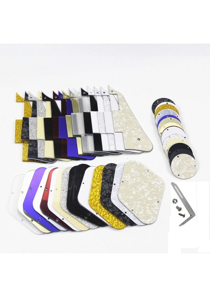 Kırmızı Ayna Stili Fleor Lp Gitar Seti Pickguard Scratch Plate & Controlswitch Lp Gitar Parçaları Için Boşluk Kapağı ve Braketi (Yurt Dışından)