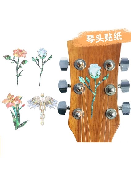 Kırmızı Çiçek Stili Mükemmel Gitar Çıkartması Sticker Gitar Boyun Sticker Dıy Gitar Aksesuarları (Yurt Dışından)