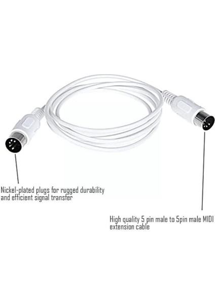 3m Kırmızı Stil Ft .8ft Midi Uzatma Kablosu Müzik Düzenleme 5 Klavye Hattı Pc Elektrik Kablosu Pin Erkek Erkek Enstrüman (Yurt Dışından)