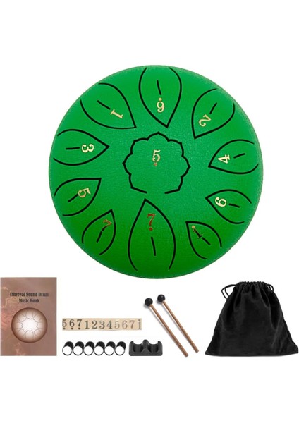 Yeşil Stil Mini Davul 11 ​​ayar Tong Davul Perküsyon Enstrüman Çelik Dil Davul Ith Çanta Drumsticks Sticker Acemi Için (Yurt Dışından)