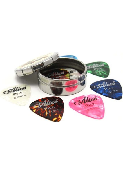 Sevimli Mini Metal Teneke Kutuda Ince ve Orta Renkli Selüloit Akustik Gitar Seçtikleri - Alice A011C (Yurt Dışından)