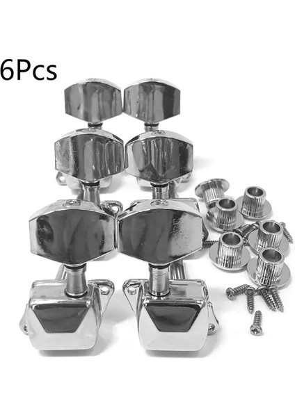 Silver-6r Style 6 Adet Gitar Dize Tuning Mandal Metal Yarı Kapalı Gitar Dize Düğme Tuner Makinesi Akustik Elektro Gitarlar Için Kafaları (Yurt Dışından)
