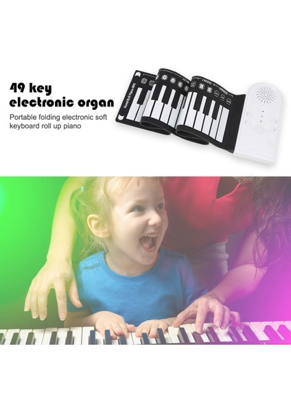 Gümüş Tarzı Taşınabilir 49 Tuşlar Dijital Klavye Piyano Taşınabilir Esnek Silikon Elektronik Roll Up Piyano Mesleğioyuncaklar Dahili Hoparlör (Yurt Dışından)