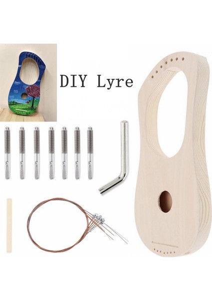 7 Strings Lir Arp Dıy Kiti Katı Ihlamur Yaylı Enstrüman Işi Boyama Meclisi Amatör Acemi Çocuk Çocuklar Için (Yurt Dışından)