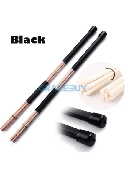 Siyah Stil 40CM Bambu Davul Fırçası Drumsticks Çubuklar Özelleştirilmiş Müzikal Rute Çubukları Fırçalar Renkli Thunder Çubuk Mavi Sarı Kırmızı Siyah 40Z (Yurt Dışından)