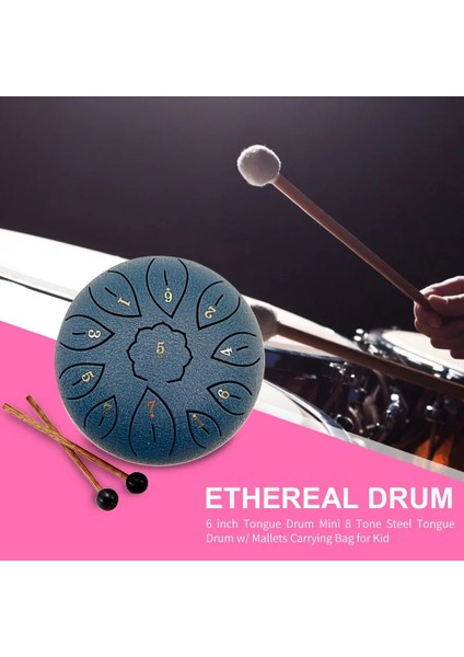 Lacivert 8 Ayar Stili Tune Dil Davul 6 Inç Çelik Dil Davul Kitleri Baget Parmak Karyolası Davul Çanta Bavul Standı Aletleri Aksesuarları ile (Yurt Dışından) indirimleri