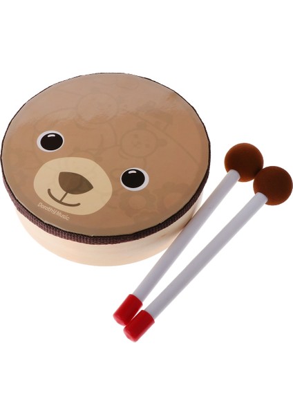 Çırpıcılı Ahşap El Tamburu, Çocuklar Için Baskılı Karikatür Ayı Deseni Bebek Bebekleri Erkek Kız Çocukları (Yurt Dışından) modelleri