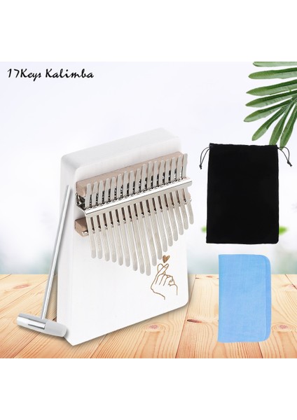 Beyaz Parmak Kalp Stili 17 Tuş Kalimba Başparmak Piyano Tek Kart Maun Şelale Parmak Kalp Desen Ses Deliği Mbira Klavye Enstrümanı (Yurt Dışından)