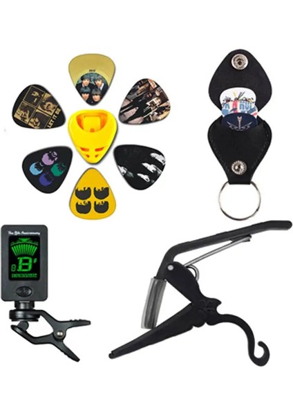 13-1t Tarzı 0.96MM Soach Yeni Süper Değerli Alet Kiti Gitar Akort Aleti + Capo + Plectrum Tutucu + Anahtarlık + 6 Renk Seçtikleri Gitar Parçaları Aksesuarlar (Yurt Dışından)