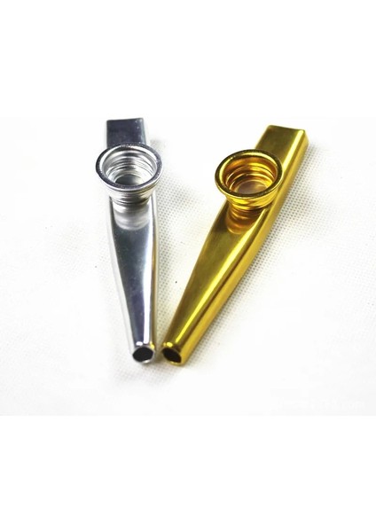 2 Parça Kaplama Metal Kazoo Ukulele Gitar Eşlik Ağız Flüt - Altın Gümüş (Yurt Dışından)