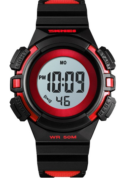 Skmei Çocuk Izle Spor Stil Dijital Saat Moda Yaşam Su Geçirmez Pu Bileklik Tarih Aydınlık Alarm Izle 1485, Kırmızı (Yurt Dışından)