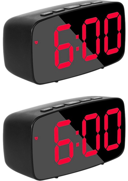 2x Akıllı Dijital Çalar Saat Başucu, Kırmızı LED Seyahat USB Masa Saati 12/24H Tarih Sıcaklık Erteleme Yatak Odası Için, Siyah (Yurt Dışından)