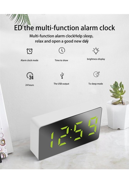 2x Mini Masa Çalar Saat Dijital Ayna LED Sıcaklık USB Başucu Masa Seyahat Saatleri Yatak Odası Oturma Ev Dekor Için (Yurt Dışından)