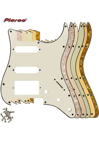 4ply Siyah Inci Stili Pleroo Gitar Pickguard- Floyd Rose Tremolo Köprüsü ile Urew Delikleri Strat Için Paf Humbucker Tek Hss Kazıma Plakası (Yurt Dışından)