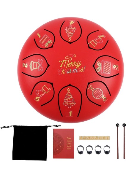 6 Inç 8 Ayar Kırmızı Stili Une Dil Davul Perküsyon Enstrüman Çelik Dil Yeni Başlayanlar Için Davul Akordu El Davul Çubukları Taşıma Çantası (Yurt Dışından)