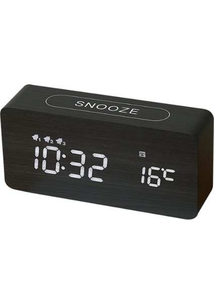 Çalar Saat LED Dijital Ahşap Usb/aaa Powered Askı Sıcaklığı Nem Ses Kontrolü Erteleme Elektronik Masa Saati 2 (Yurt Dışından)
