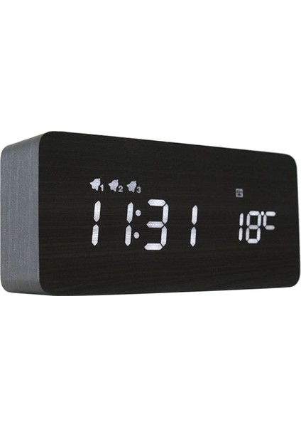 Çalar Saat LED Dijital Ahşap Usb/aaa Powered Askı Sıcaklığı Nem Ses Kontrolü Erteleme Elektronik Masa Saati 2 (Yurt Dışından)