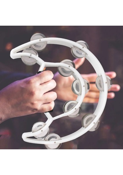 Kahverengi Tarzı Yarım Ay Tef Perküsyon Davul Çift Sıra Plastik El Tef Davul Metal Jingles Bells Müzik Aletleri Aksesuar (Yurt Dışından) fırsatları