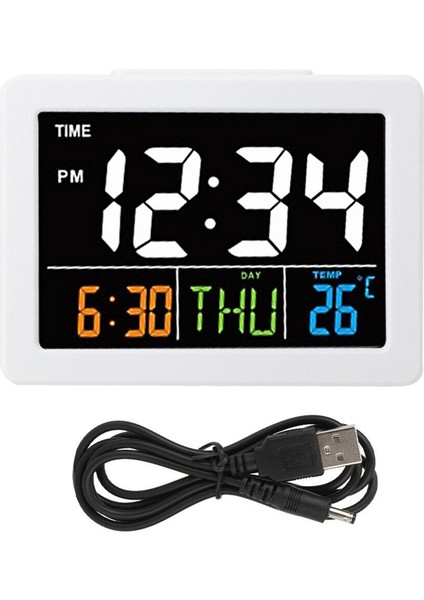 Sıcaklık Tarihi Göstergeli 2x Renkli Büyük Ekran LCD Elektronik Masa Çalar Saati (Yurt Dışından)