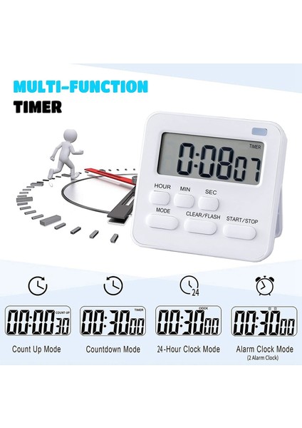 Mutfak Zamanlayıcısı, Saatli Yumurta Zamanlayıcısı, Yemek Pişirme, Pişirme, Spor, Öğrenme Vb. Için LCD Yüksek Alarmlı Dijital Zamanlayıcı Kronometre (Yurt Dışından)