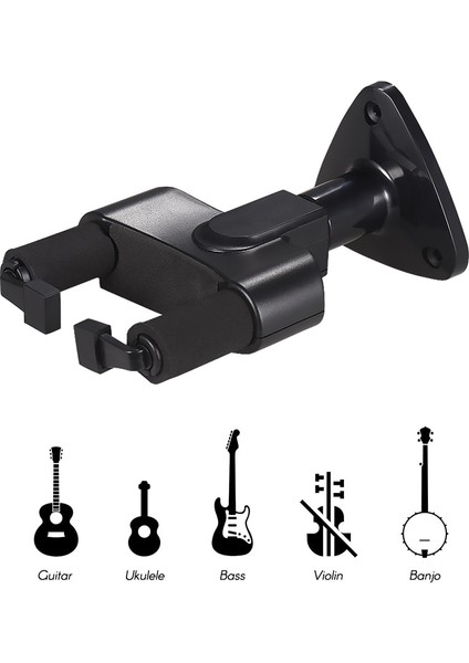 No.12 Tarzı Duvara Montaj Ukulele Gitar Askı Kancası Ukelele Uke Yaylı Enstrüman Tutucu Kaleci Otomatik Kavrama Sistemi Kauçuk Yastık Ahşap Taban (Yurt Dışından)