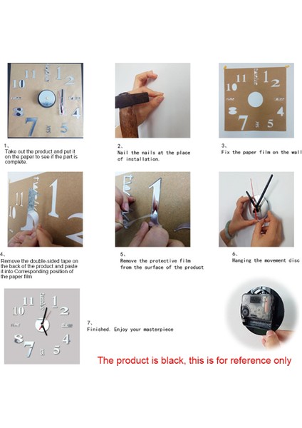 2x 3D Dıy Duvar Saati Modern Tasarım Büyük Akrilik Saatler Ev Etiket Odası Dekor Saat Duvar Numaraları-Siyah (Yurt Dışından)