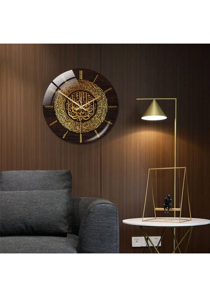 3x Akrilik Islam Duvar Saati 30 cm Müslüman Ev Deco Duvar Saati Kaligrafi Duvar Dekorasyon Sanat Kapalı Duvar Saati (Gümüş) (Yurt Dışından)