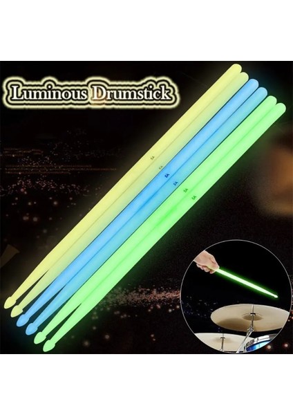 Mavi Stil 2021 Yeni 1pair 5A Aydınlık Davul Sopa Davul Seti Caz ​​floresan Drumsticks Karanlık Sahne Dro'da Glow (Yurt Dışından) indirimleri