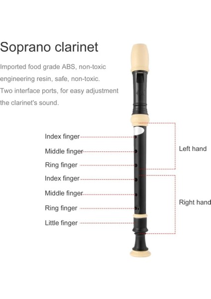 Mavi Stil Profesyonel Sekiz Delikli Tiz Flüt 8 Delikli Soprano Kaydedici Klarnet Siyah Ses Kolay Ayarlanabilir Gıda Sınıfı Abs Toksik Olmayan (Yurt Dışından) modelleri