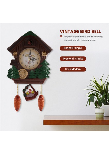 Ev Şekli 8 Inç Duvar Saati Saat Vintage Kuş Çan Zamanlayıcı Oturma Odası Sarkaçlı Saat Zanaat Sanat Saat Ev Dekor (Yurt Dışından) indirimleri