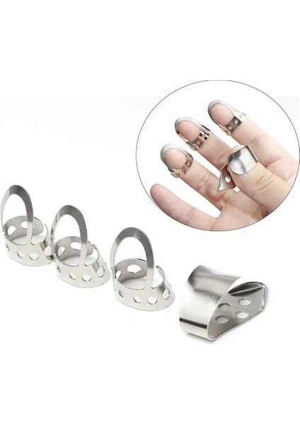 Altın Tarzı 4 Adet Açık Tasarım Ayarlanabilir Paslanmaz Çelik Fingerpicks Akustik Gitar Banjo Pick Plectrum Enstrüman Parçaları (Yurt Dışından) fiyatları
