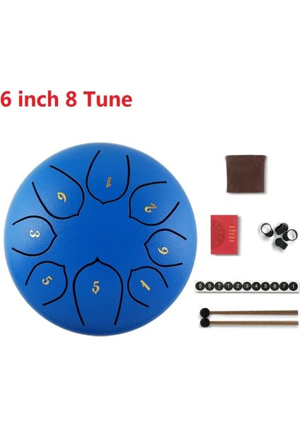 B5 6 Inç 8 Ayar Stili 6 Inç Çelik Dil Druune El Davul Tankı Davul Bagetli Taşıma Çantası Vurmalı Enstrümanlar (Yurt Dışından)