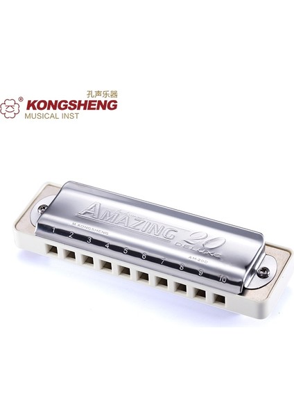 D Stilinin Anahtarı Kongsheng AMAZING20 Deluxe (AM20D) Diatonic Armonika Yüksek 10 Delik Blues Arp Ağız Organı Beyaz Acemi Için Özel (Yurt Dışından) modelleri
