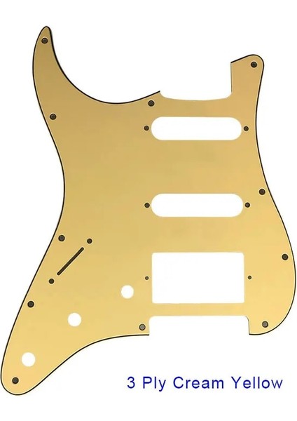 3 Katlı Krem Sarı Stil Elektro Gitar Parçaları Solak Abdmeksika Fd Strat 11 Delik Hss Paf Humbucker Gitar Pickguard Kazıma Plakası (Yurt Dışından)