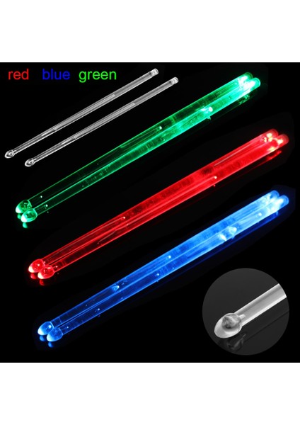 Kırmızı Stil 5A LED Polimer Malzeme Davul Çubuğu Karanlıkta Noctilucent Glow Sahne Performansı Işıltılı Caz Bagetler 3 Renk Opsiyonel (Yurt Dışından) fırsatları