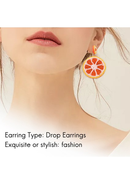 El Dokuma Renkli Pirinç Boncuklu Meyve Turuncu Kolye Küpe Meyve Küpe Kırmızı (Yurt Dışından) fiyatları