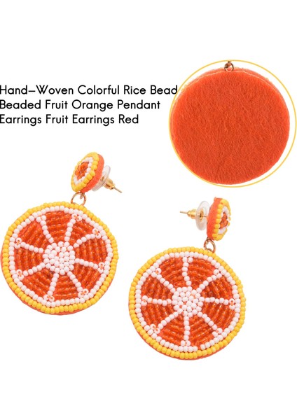 El Dokuma Renkli Pirinç Boncuklu Meyve Turuncu Kolye Küpe Meyve Küpe Kırmızı (Yurt Dışından) fırsatları