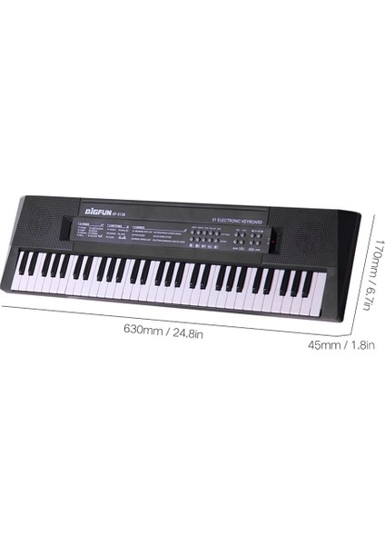 C Tipi USB Stili 61 Tuşlar Dijital Müzik Elektroano Klavye Piyano Çocuklar Yeni Başlayanlar Için Mikrofon Işlevli Çok Fonksiyonlu Elektrikli Piyano (Yurt Dışından)