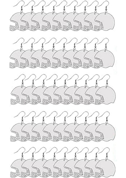 48 Adet Süblimasyon Küpe Boşlukları Toplu Mdf Süblimasyon Futbol Küpe Küpe Kancaları ile Çift Taraflı (Kask) (Yurt Dışından)