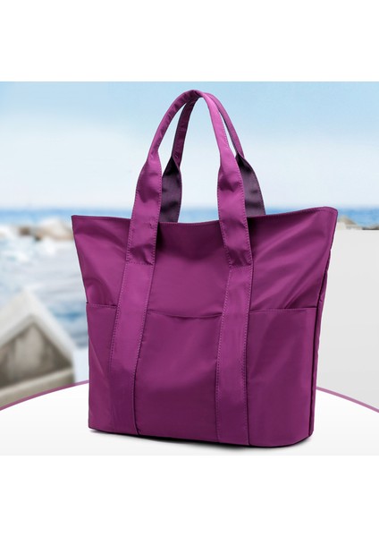 Büyük Kapasiteli Kadın Çanta Kadın Naylon Kumaş Alışveriş Çantaları Büyük Kitap Saf Renk Basit Çanta Koyu Mavi (Yurt Dışından) fiyatları