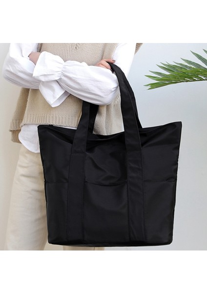 Büyük Kapasiteli Kadın Çanta Kadın Naylon Kumaş Alışveriş Çantaları Büyük Kitap Saf Renk Basit Çanta Koyu Mavi (Yurt Dışından) modelleri