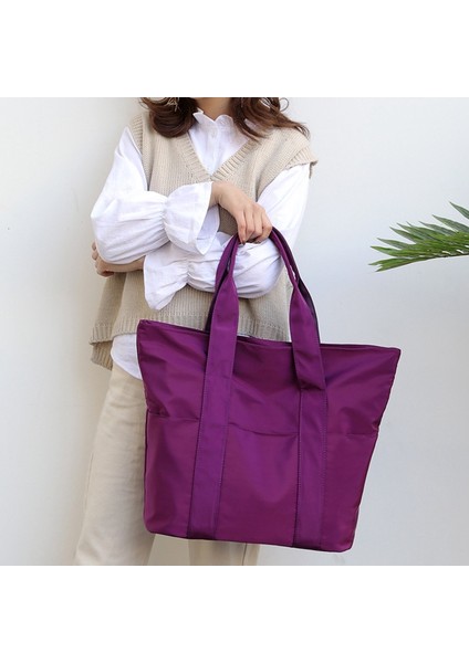 Büyük Kapasiteli Kadın Çanta Kadın Naylon Kumaş Alışveriş Çantaları Büyük Kitap Saf Renk Basit Çanta Koyu Mavi (Yurt Dışından) indirimleri