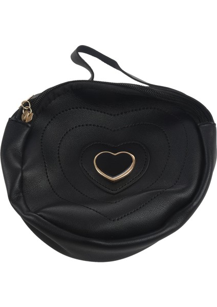 Moda Sevimli Yuvarlak Kalp Şeklinde Desen Kadın Fermuarlı Messenger Çanta Omuz Çantası Çanta Siyah (Yurt Dışından) modelleri